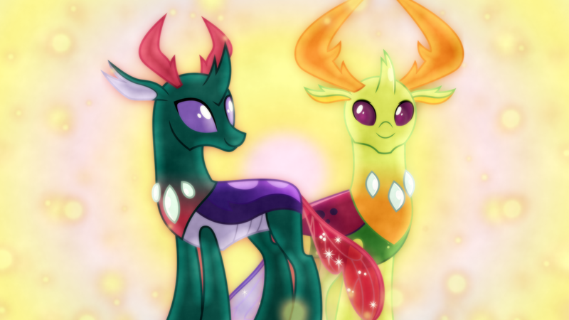 Size: 1600x900 | Tagged: artist:sailortrekkie92, brotherhood, brotherly love, brothers, changedling, changedling brothers, changeling, derpibooru import, king thorax, male, pharynx, prince pharynx, safe, thorax, to change a changeling, wallpaper