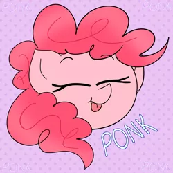 Size: 2800x2800 | Tagged: safe, artist:kirbyrainboom, derpibooru import, pinkie pie, :p, eyes closed, happy, ponk, solo, tongue out