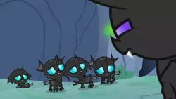 Size: 1280x720 | Tagged: safe, derpibooru import, screencap, pharynx, thorax, changeling, nymph, to change a changeling, younger