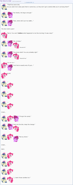 Size: 868x2176 | Tagged: artist:dziadek1990, berry punch, berryshine, bon bon, candy, conversation, derpibooru import, dialogue, emotes, emote story, food, pinkie pie, reddit, rude, safe, slice of life, sweetie drops, text