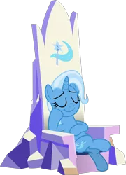 Size: 7264x10090 | Tagged: safe, artist:punzil504, derpibooru import, trixie, pony, unicorn, all bottled up, absurd resolution, chair, crossed legs, eyes closed, female, friendship throne, mare, no tail, nonchalant, simple background, sitting, smiling, solo, throne, throne slouch, transparent background, vector