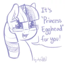 Size: 1024x1024 | Tagged: adorkable, alicorn, artist:dsp2003, bust, comic, cute, derpibooru import, dork, egghead, glasses, open mouth, portrait, princess egghead, safe, simple background, single panel, sketch, twiabetes, twilight sparkle, twilight sparkle (alicorn), white background