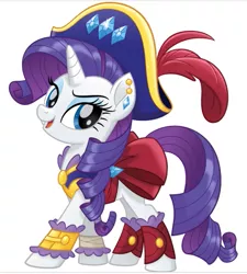 Size: 459x509 | Tagged: safe, artist:unicornsmile, derpibooru import, rarity, pony, my little pony: the movie, clothes, female, mare, pirate, pirate rarity, simple background, smiling, solo