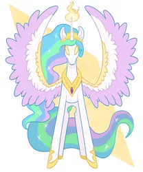 Size: 1024x1229 | Tagged: safe, artist:maskarie, derpibooru import, princess celestia, alicorn, pony, female, glowing eyes, glowing horn, magic, mare, solo, spread wings, wings