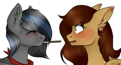 Size: 1476x790 | Tagged: artist needed, safe, derpibooru import, oc, oc:dizzy, oc:notde, unofficial characters only, bat pony, blushing, cute, female, food, male, pocky, shipping