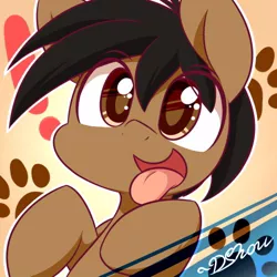 Size: 500x500 | Tagged: safe, artist:dshou, derpibooru import, oc, oc:cocoa mocha, oc:puppy, unofficial characters only, behaving like a dog, solo, tongue out