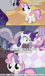 Size: 1280x2160 | Tagged: safe, derpibooru import, edit, edited screencap, screencap, rarity, sweetie belle, pony, unicorn, sisterhooves social, bad advice, comic, duo, female, filly, joel, mare, meme, quote, vinesauce, windows 7 destruction