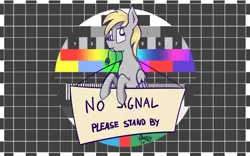 Size: 1276x797 | Tagged: safe, artist:irdes, derpibooru import, derpy hooves, pegasus, pony, power cord, solo, technical difficulties, test card