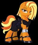 Size: 676x800 | Tagged: safe, artist:ruhisu, derpibooru import, oc, oc:venus, unofficial characters only, earth pony, pony, bedroom eyes, black background, bracelet, clothes, dress, female, jewelry, mare, shoes, simple background, solo