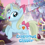 Size: 1080x1080 | Tagged: safe, derpibooru import, oc, oc:coconut glitter, unofficial characters only, unicorn, my little pony: the movie, bow, crown, hair bow, jewelry, mlp movie pony maker, movie accurate, regalia, solo, tail bow, text, tiara