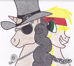 Size: 900x801 | Tagged: safe, artist:thestipplebrony, derpibooru import, ponified, pony, 80s, axl rose, guns n roses, pointillism, rock, slash, stipple, traditional art