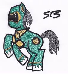 Size: 366x402 | Tagged: artist:thestipplebrony, derpibooru import, green ranger, kyouryuu sentai zyuranger, mighty morphin power rangers, pointillism, power rangers, safe, solo, stipple, super sentai, traditional art