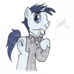 Size: 1552x1560 | Tagged: artist:thestipplebrony, derpibooru import, oc, oc:cobalt snow, pointillism, safe, solo, stipple, traditional art, unofficial characters only