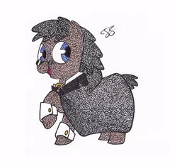Size: 489x457 | Tagged: artist:thestipplebrony, clothes, derpibooru import, dress, gala dress, oc, oc:ponyhidden, pointillism, safe, solo, stipple, traditional art, unofficial characters only