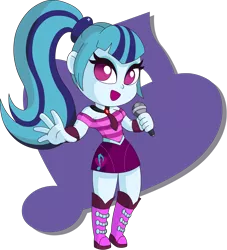 Size: 2724x3000 | Tagged: safe, artist:doctor-g, derpibooru import, sonata dusk, equestria girls, rainbow rocks, chibi, clothes, female, looking at you, microphone, open mouth, shirt, simple background, singing, smiling, solo, transparent background