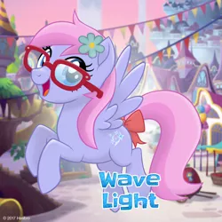 Size: 1080x1080 | Tagged: bow, derpibooru import, glasses, looking at you, mlp movie pony maker, my little pony: the movie, oc, oc:wave light, rearing, safe, solo, tail bow, unofficial characters only