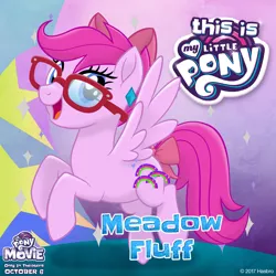 Size: 1080x1080 | Tagged: bow, derpibooru import, glasses, hair bow, mlp movie pony maker, my little pony: the movie, oc, oc:meadow fluff, rearing, safe, unofficial characters only