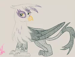 Size: 2352x1792 | Tagged: safe, artist:thestipplebrony, derpibooru import, gilda, gryphon, pointillism, solo, stipple, traditional art