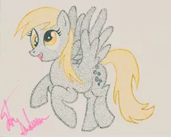 Size: 2176x1744 | Tagged: artist:thestipplebrony, derpibooru import, derpy hooves, pointillism, safe, solo, stipple, traditional art