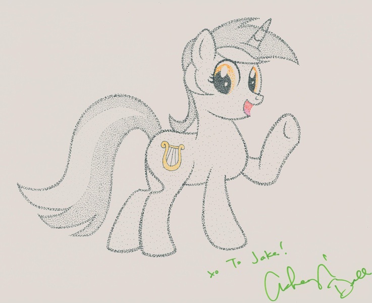 Size: 3968x3232 | Tagged: artist:thestipplebrony, derpibooru import, lyra heartstrings, pointillism, safe, signature, solo, stipple, traditional art