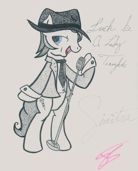 Size: 2064x2552 | Tagged: safe, artist:thestipplebrony, derpibooru import, ponified, pony, frank sinatra, pointillism, solo, stipple, traditional art