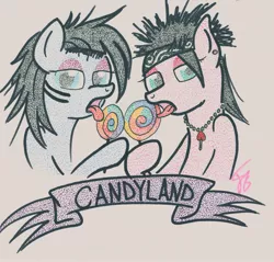 Size: 2184x2088 | Tagged: safe, artist:thestipplebrony, derpibooru import, ponified, pony, album cover, blood on the dance floor, candy, candyland, food, lollipop, pointillism, ponified album cover, scene kid, stipple, traditional art