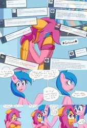 Size: 3000x4400 | Tagged: safe, artist:jake heritagu, derpibooru import, firefly, scootaloo, pony, comic:ask motherly scootaloo, ask, comic, hairpin, motherly scootaloo, sweatshirt, wonderbolts poster