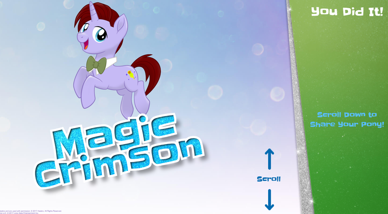 Size: 1654x912 | Tagged: bowtie, derpibooru import, edgy, mlp movie pony maker, my little pony: the movie, oc, oc:magic crimson, rearing, safe, smiling, solo, unofficial characters only