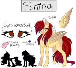 Size: 5000x4500 | Tagged: safe, artist:crazllana, derpibooru import, oc, oc:shina, unofficial characters only, pegasus, pony, absurd resolution, colored wings, female, heart, mare, multicolored wings, piercing, reference sheet, simple background, solo, tongue piercing, transparent background, unshorn fetlocks