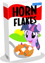 Size: 4668x6574 | Tagged: safe, artist:hornflakes, artist:jamnetwork, derpibooru import, twilight sparkle, pony, absurd resolution, cereal, cereal box, corn flakes, female, food, mare, pun, silly, silly pony, simple background, solo, tongue out, transparent background, vector