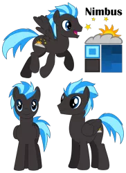 Size: 3000x4116 | Tagged: safe, artist:coppercore, derpibooru import, oc, oc:nimbus, unofficial characters only, pegasus, pony, cutie mark, male, reference sheet, simple background, stallion, transparent background, vector