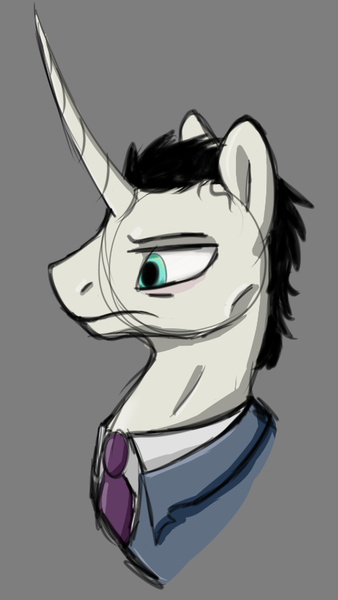 Size: 467x828 | Tagged: safe, artist:stormer, derpibooru import, ponified, pony, bust, clothes, gman, half-life, necktie, portrait, sketch, solo, suit