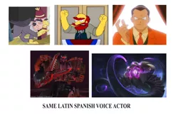 Size: 7300x4724 | Tagged: safe, derpibooru import, grampa gruff, gryphon, absurd resolution, alejandro villeli, beast megatron, beast wars, exploitable meme, giovanni, groundskeeper willie, latin american, league of legends, megatron, meme, pokémon, same voice actor, spanish, the simpsons, transformers, vel'koz