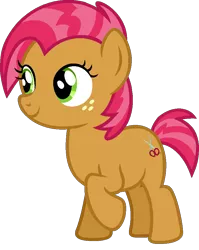 Size: 748x940 | Tagged: safe, artist:j-pinkie, derpibooru import, babs seed, pony, female, freckles, ms paint, raised hoof, simple background, solo, transparent background, vector