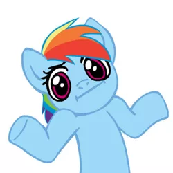 Size: 450x450 | Tagged: safe, derpibooru import, rainbow dash, looking at you, shrug, shrugpony, simple background, solo, white background