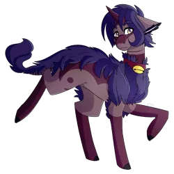 Size: 1000x1000 | Tagged: artist:cinnamonsparx, bell, bell collar, collar, derpibooru import, male, oc, oc:arael, original species, raised hoof, safe, simple background, solo, transparent background, unofficial characters only, wildling unicorn