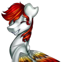 Size: 700x716 | Tagged: safe, artist:xxmissteaxx, derpibooru import, oc, oc:heartfire, unofficial characters only, pegasus, pony, eyes closed, male, simple background, smiling, solo, stallion, transparent background