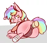 Size: 2700x2500 | Tagged: explicit, artist:cowamari, artist:elijah, deleted from derpibooru, derpibooru import, oc, oc:paper stars, unofficial characters only, bat pony, pony, amputee, anal, dark genitals, disembodied penis, female, female focus, foalcon, looking at you, looking back, mare, nudity, penetration, penis, plot, sex, smiling, solo focus, underhoof, vulva