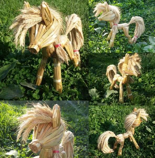 Size: 3209x3256 | Tagged: safe, artist:sirvalter, derpibooru import, applejack, pony, craft, figurine, irl, photo, solo, straw, straw doll, toy, traditional art