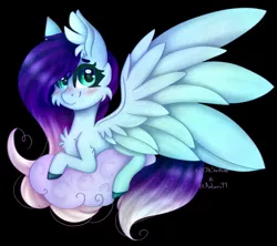 Size: 1269x1128 | Tagged: safe, artist:antaress99, artist:ohsushime, derpibooru import, oc, oc:antares, unofficial characters only, pegasus, pony, black background, cloud, female, mare, prone, simple background, solo