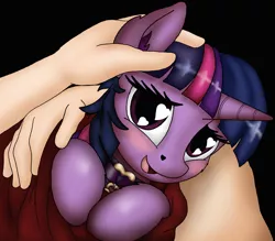 Size: 2083x1826 | Tagged: suggestive, artist:manifest harmony, derpibooru import, twilight sparkle, human, pony, aftercare, blanket, blanket burrito, collar, cuddling, cute, ear fluff, female, heart eyes, hug, human on pony snuggling, interspecies, looking at you, male, open mouth, pet, pet play, petting, pony pet, romantic, smiling, snuggling, twiabetes, weapons-grade cute, wingding eyes