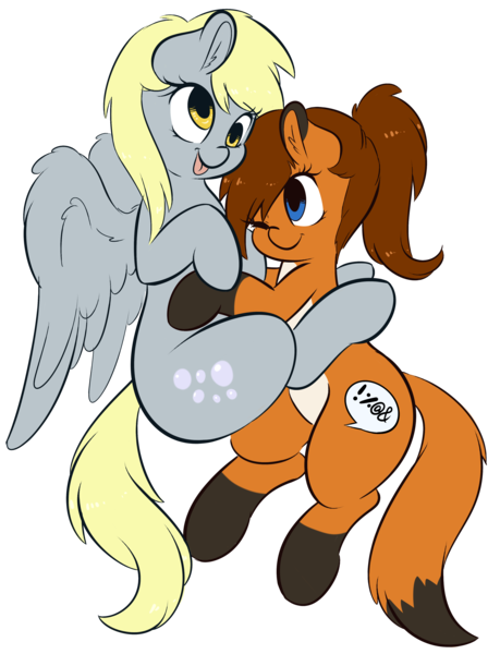 Size: 3181x4158 | Tagged: safe, artist:wickedsilly, derpibooru import, derpy hooves, oc, oc:sunnyside, pegasus, pony, cuddling, cute, female, mare, ocbetes, simple background, transparent background