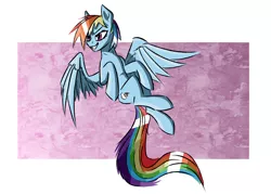 Size: 1746x1248 | Tagged: safe, artist:akweer, derpibooru import, rainbow dash, pegasus, pony, abstract background, flying, grin, head turn, looking away, smiling, solo, spread wings, wings