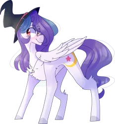 Size: 1024x1102 | Tagged: safe, artist:emily-826, derpibooru import, oc, oc:shylu, unofficial characters only, pegasus, pony, female, hat, mare, simple background, solo, transparent background, witch hat