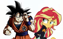 Size: 1722x1051 | Tagged: safe, derpibooru import, sunset shimmer, equestria girls, crossover, crossover shipping, dragon ball super, goku, gonset, shipping