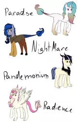 Size: 1024x1566 | Tagged: artist:mah521, derpibooru import, discord gets all the mares, draconequus, draconequus oc, hybrid, interspecies offspring, next generation, oc, offspring, parent:discord, parent:princess cadance, parent:princess celestia, parent:princess luna, parents:discodance, parents:discolight, parents:dislestia, parents:lunacord, parent:twilight sparkle, safe, simple background, unofficial characters only, white background