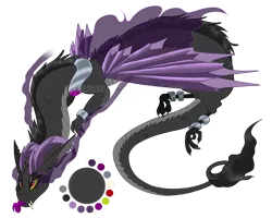 Size: 1125x900 | Tagged: artist:bijutsuyoukai, derpibooru import, draconequus, draconequus oc, magical gay spawn, oc, oc:ataxos, offspring, parent:discord, parent:king sombra, parents:sombracord, reference sheet, safe, simple background, solo, sombra eyes, transparent background, unofficial characters only