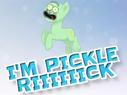 Size: 952x714 | Tagged: derpibooru import, mlp movie pony maker, my little pony: the movie, oc, pickle rick, rick and morty, safe, text, unofficial characters only