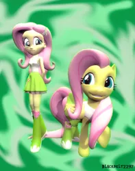 Size: 849x1080 | Tagged: safe, artist:blackbelt2297, derpibooru import, fluttershy, pony, equestria girls, 3d, clothes, equestria girls outfit, human ponidox, self ponidox, skirt, tanktop