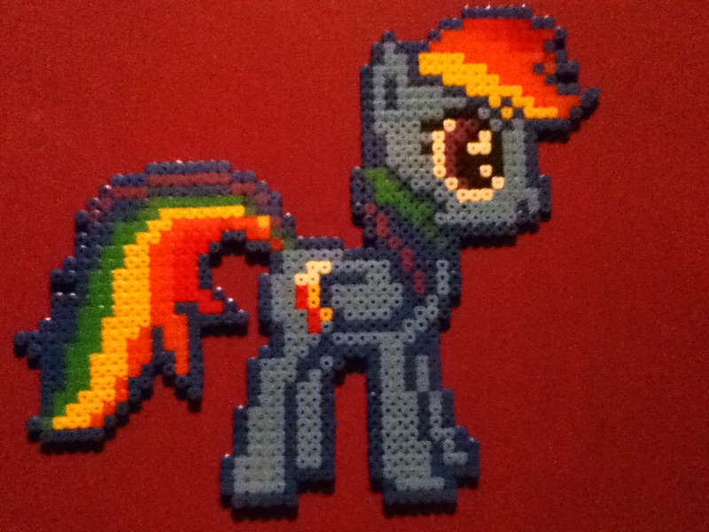 Size: 960x720 | Tagged: safe, artist:choccymilkshake, derpibooru import, rainbow dash, pony, bead sprite, irl, photo, solo